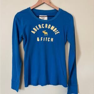 Abercrombie & Fitch Y2K Fitted Blue Long Sleeve T-Shirt Medium